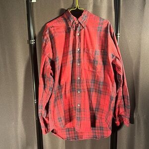 Nautica Classic Plaid Button-Down red black checkerboard pattern size medium